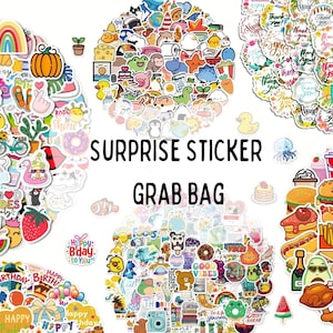 Cute Surprise Sticker Grab Bag | Assorted Sticker Pack | Mystery Grab Bag | Laptop Stickers | Cute Stickers | Gift Bag | Scrapbook Stickers