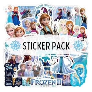 50 autocollants sur le thème des princesses, autocollants pour enfants, autocollants d'Olaf Anna Elsa Swen, assortiment d'autocollants de film, sac surprise, autocollant d'anniversaire