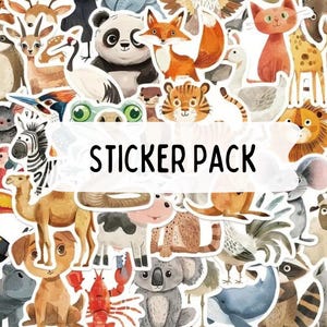 50 Cute Animal Stickers, Assorted Kawaii Funny Sticker Pack, Surprise Grab Bag, Cute Stickers, Birthday Gift Bag, Scrapbook Stickers