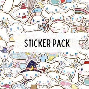 50 Kawaii Cinnamoroll Stickers, Sanrio Sticker Pack, Assorted Surprise Grab Bag, Cute Cartoon Stickers for Scrapbooking, Birthday Party
