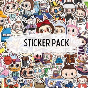 50 autocollants Labubu Zimomo, lot d'autocollants assortis, autocollant Pop Mart, sac à main d'autocollants mystère, autocollant mignon, pop art japonais, pop art kawaii