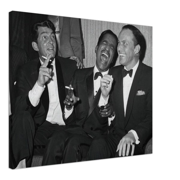 The Rat Pack Vintage Canvas Print - Dean Martin, Sammy Davis, Frank Sinatra Poster Black and White Vintage Retro Photography Canvas Wall Art