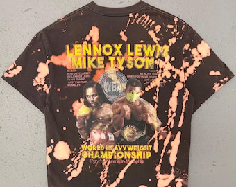 Vintage 2002 Lennox Lewis Vs. Mike Tyson World Heavyweight Championship Rare Double Sided Boxing Tie-Dye T Shirt Large