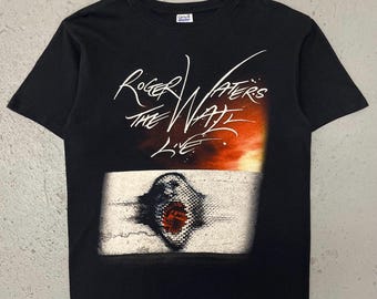 Vintage ROGER WATERS Tour in the Flesh Tee Gerald Scarfe Art Pink
