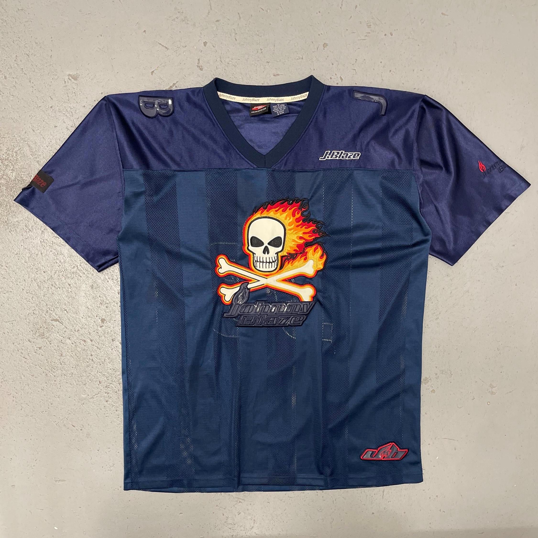 Rare Vintage JOHNNY BLAZE Spell Out Button Front Mesh Jersey