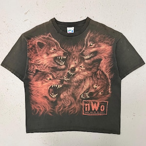 ヴィンテージ 1998 WCW NWO ウルフパック レア リキッドブルー レスリング Tシャツ XL 画像 1