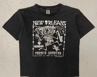 Vintage 1990 NEW ORLEANS French Quarter Jazz T-shirt Mens XL Black