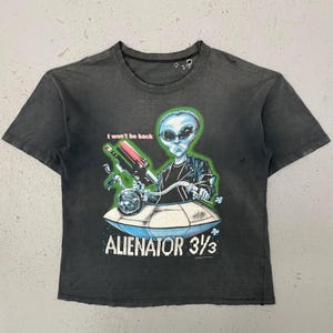 Vintage 1997 Alien Workshop Alienator 3 1/3 Rare Double Sided Terminator 2 Movie Parody Skateboard T Shirt XL