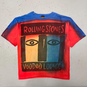 Vintage 1994 The Rolling Stones Voodoo Lounge Tour Zeldzame enkele steek Dubbelzijdig all-over print AOP Tie Dye Rock Concert Band T-shirt XXL