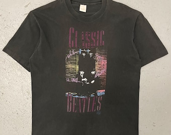 90s The Beatles Tシャツ Vintage 90s the Beatles Black & White Face Paperthin Tshirt - Etsy