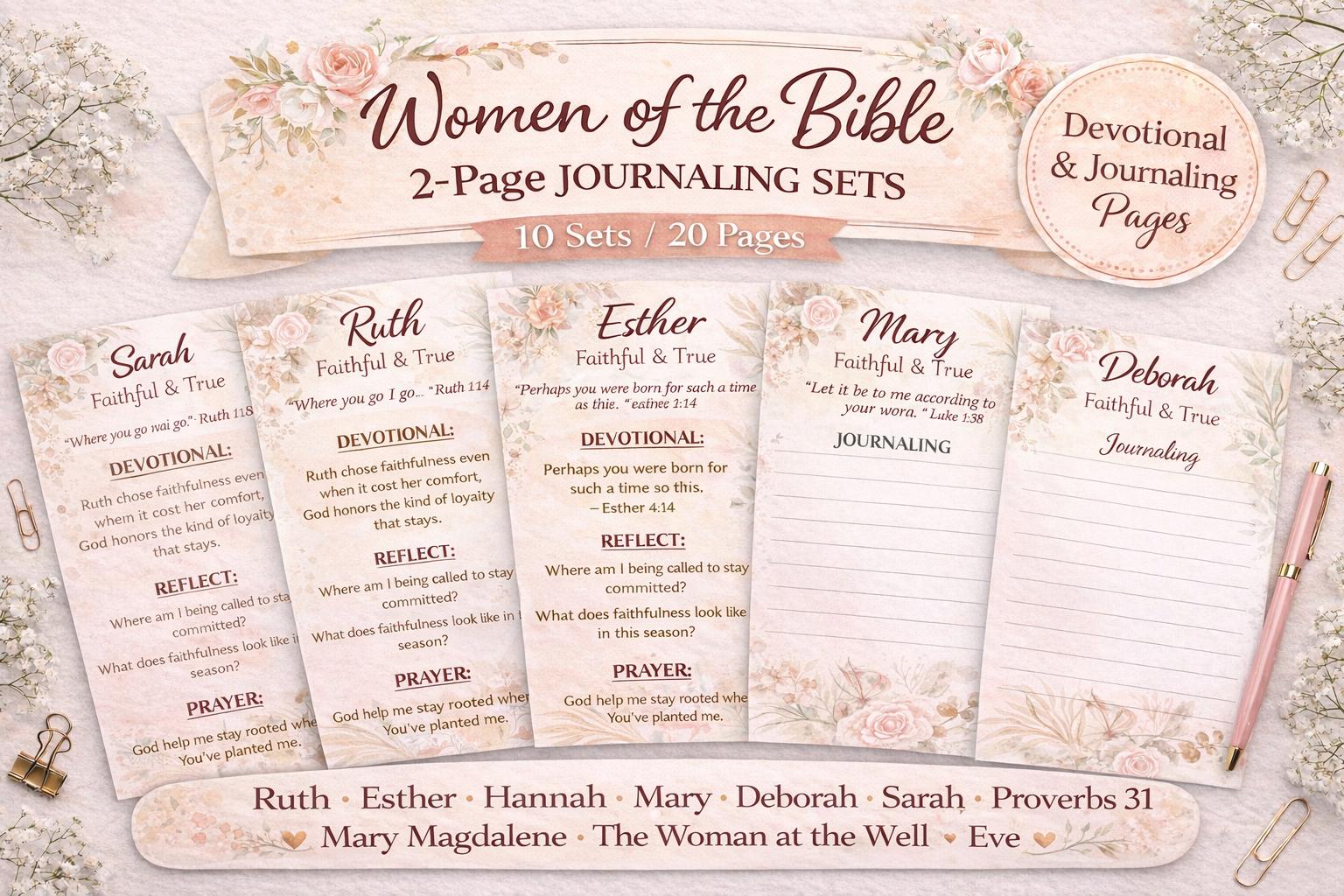 Printable Journaling Kit | Women of the Bible | Devotional Pages ...