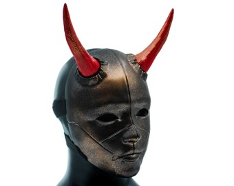 Geisha Mask, Cyberpunk Mask, Hannya Mask, Japanese Mask, Hand Painted, Oni Mask, Handmade Wall Art