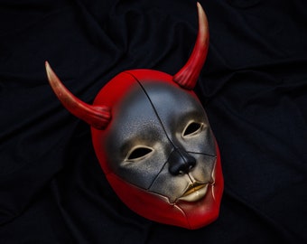 Geisha Mask, Cyberpunk, Hannya Mask, Japanese Mask, Hand Painted, Oni Mask
