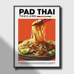 Pad Thai Poster | Thai Food Wall Art | Asian Noodle Kitchen Decor | Street Food Printable Art | Digital Download