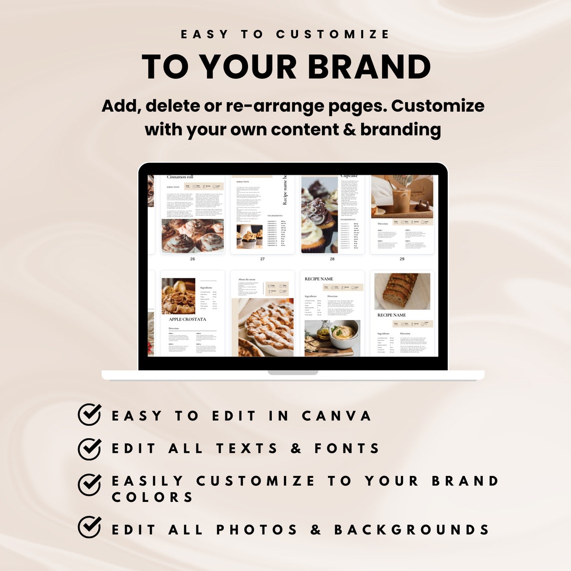 Cookbook Template, Recipe Book Template, Canva Ebook Template, Meal ...