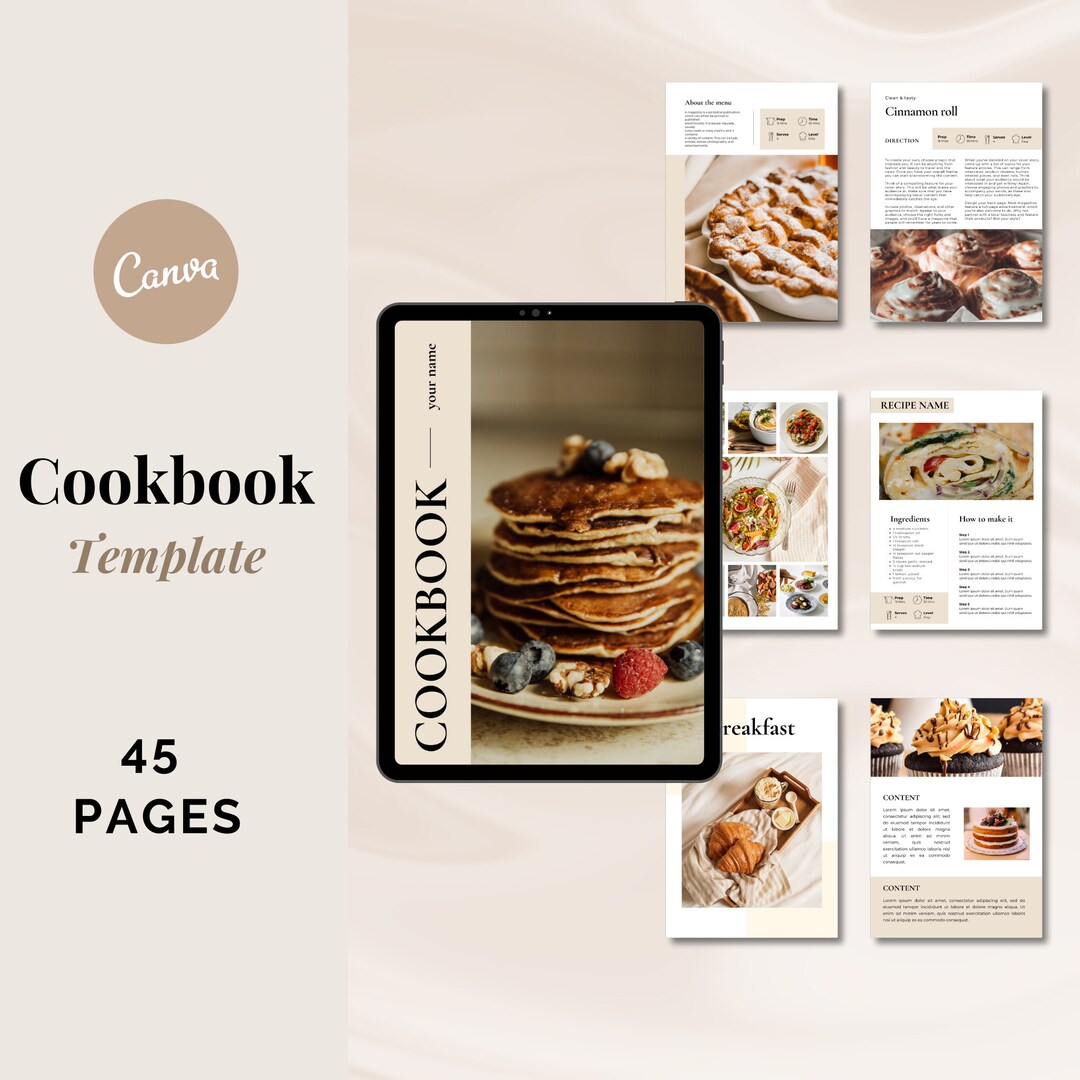 Cookbook Template, Recipe Book Template, Canva Ebook Template, Meal ...
