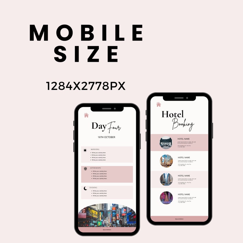 Travel Itinerary Template Printable, Mobile Itinerary, Digital Travel