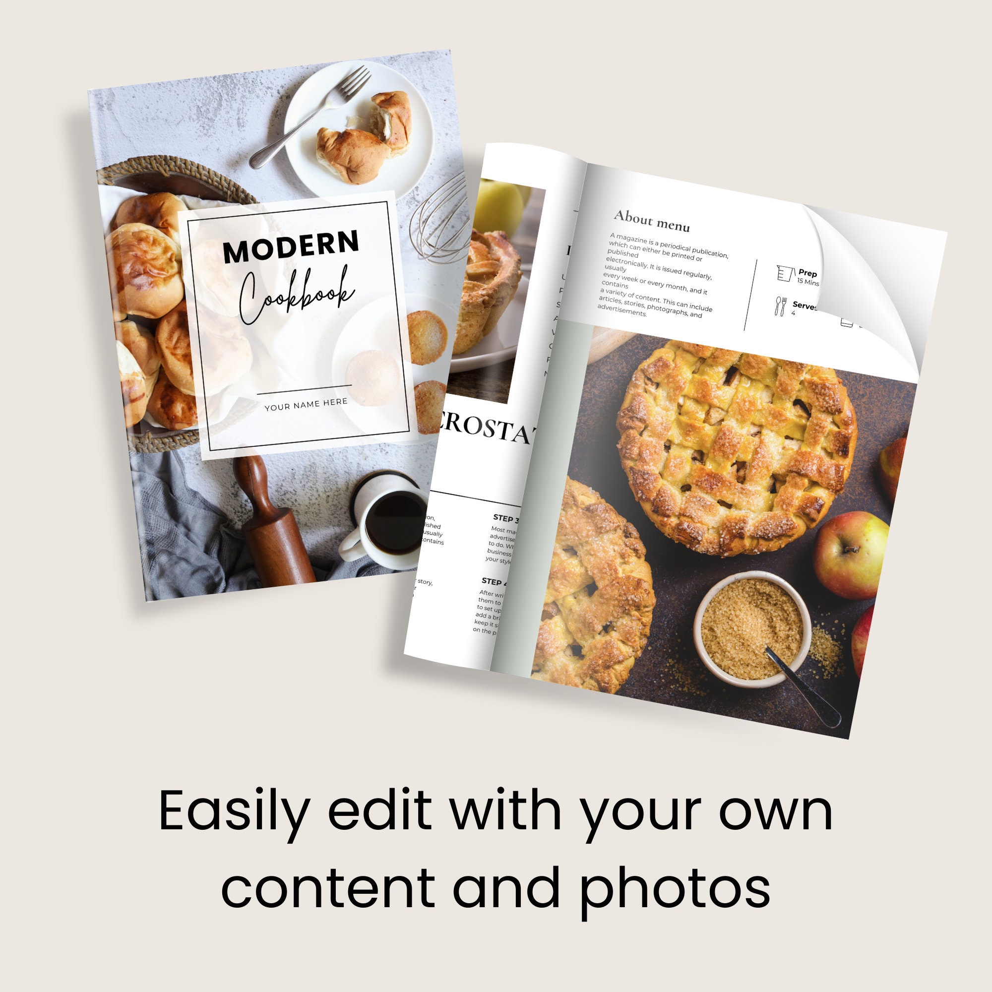 Cookbook Template, Recipe Book Template, Canva Ebook Template, Meal ...