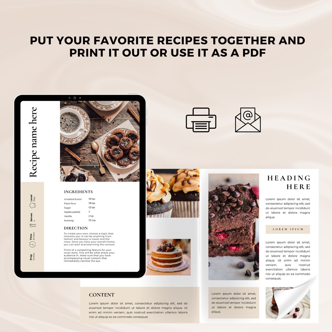 Cookbook Template, Recipe Book Template, Canva Ebook Template, Meal ...