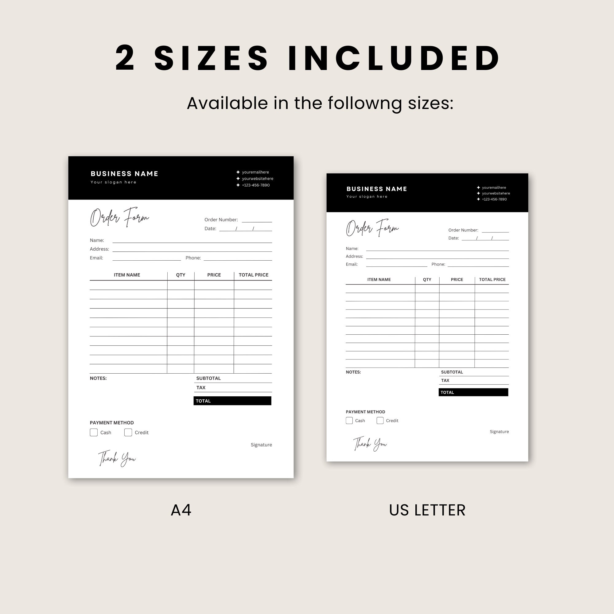 Order Form Template, Invoice Template Canva, Custom Order Form ...