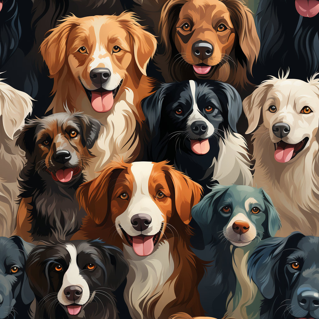 Semi-realistic Dogs, Repeating Design Pattern - Etsy