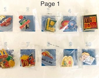 Vintage 90s McDonald's Crew Promotional NFL- Fast food-Barbie-Olympic Lapel Pins Sealed Collectible Badges Nostalgia
