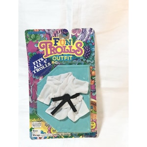 Lalka Troll 5" Vintage NOWA w zapieczętowanym pudełku Zabawkowe rzeczy Zabawny strój Trolli Karate