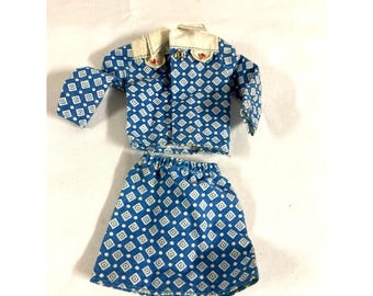Barbie Fashion Vintage Western #7750 Best Buy Blue White Top and Skirt Set