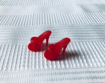 VTG Barbie Doll Red Open Toe Heels One Strap Damage