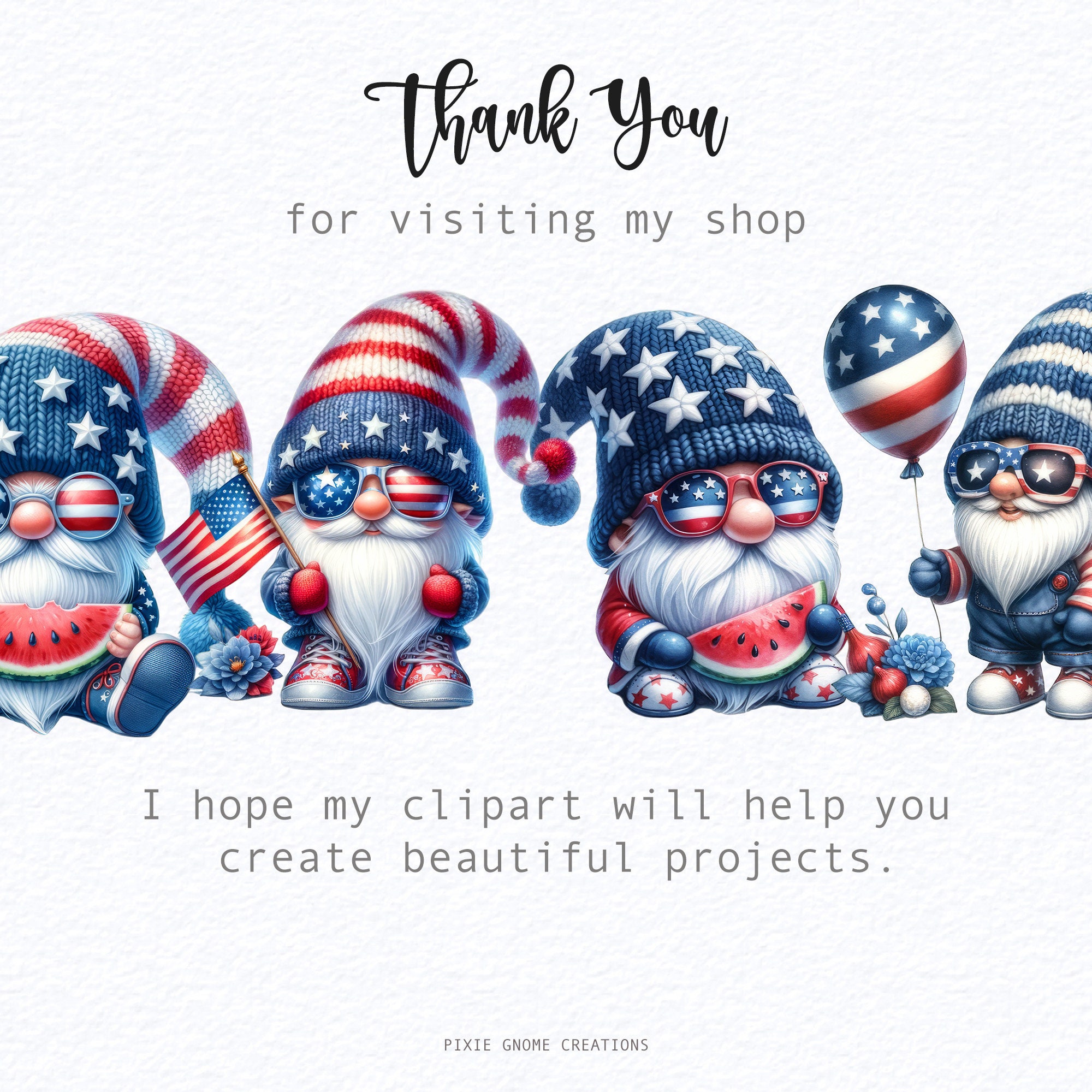 Watercolor Patriotic Gnome Png Clipart Bundle, 4th of July Gnomes ...