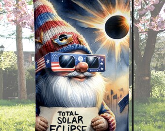 Total Solar Eclipse 2024 Gnome Garden Flag, 2024 solar eclipse, Outdoor Spring Garden Flag, Spring Flag Yard Sign, Welcome Sign, Yard Sign.