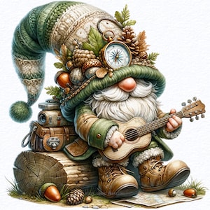 Acuarela Camping Gnome Clipart Bundle Png, Gnomos de otoño, fogata, Gnomo de senderismo, Amantes de los gnomos, Gnomo de vacaciones, imágenes prediseñadas al aire libre de fogata