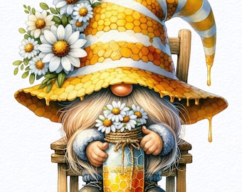 Watercolor Honey Bee Gnomes Clipart, bee gnome clipart, watercolor, watercolor gnome png honey bee gnomes,  water color clipart bee,