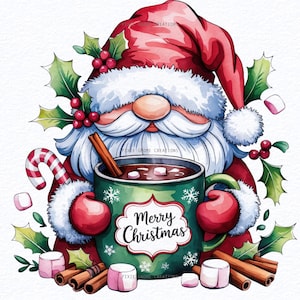 Watercolor Christmas Gnome Clipart PNG Bundle, Gingerbread Man Christmas Gnomes, Gingerbread House gnome clipart, Winter holidays