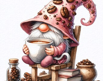 Watercolor Coffee Beans Gnome ,Coffee gnomes png, Coffee latte gnome, Cute gnomes clipart, Coffee png, Coffee lover png, sublimate png