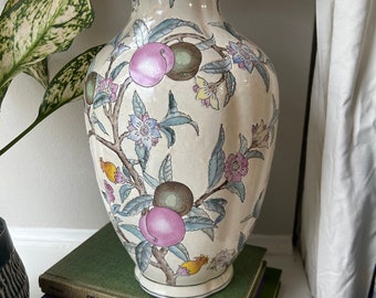 Vintage WBI Chinese Porcelain Vase - Hand Painted with Fruits and Florals