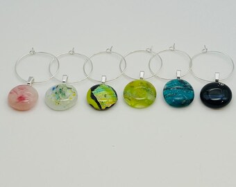 Handmade Fused Glass Wine Charms