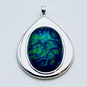 Dichroic Glass and Silver Plated Teardrop Pendant