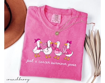 Comfort Colors® Goose Breast Cancer Shirt, Strong Goose Ribbon Tee, Funny Cancer Fighter Gift, Hope Support T-Shirt, Survivor Awareness Tee