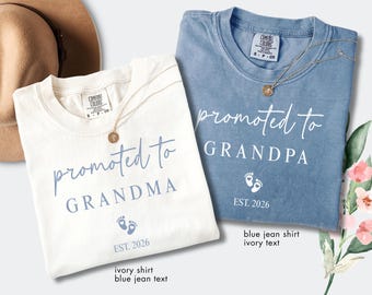 Promoted To Grandma And Grandpa Shirt, Comfort Colors® Est. 2026 Shirt, Baby Announcement Matching Tees, First Time Grandparents Gift Reveal