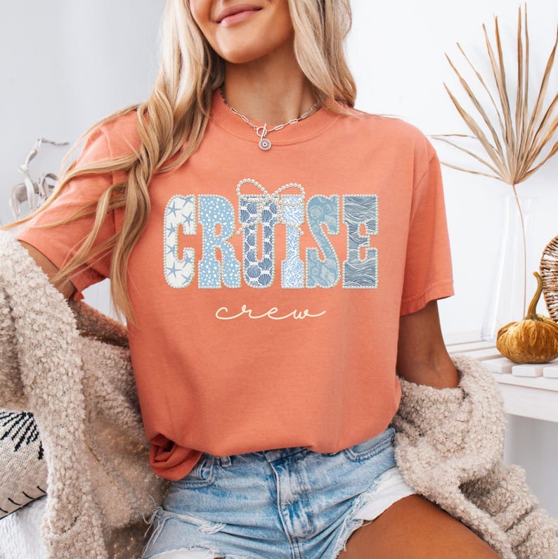 Camiseta Comfort Colors® Cruise Crew con perlas sintéticas, camiseta para vacaciones familiares, camiseta a juego para crucero, camiseta para viajes grupales de verano, regalo de viaje para cruceros 2026 imagen 8