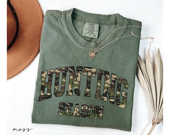 Comfort Colors® Hunting Season Shirt, Camo Deer Hunter Sweatshirt, Camouflage Tee For Women, Duck Hunting Gift Outdoor Nature Shirt,camo tee