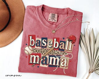 Comfort Colors® Baseball Mama Shirt, Coquette Baseball Mom Tee, Leopard Bow Pearl Graphic, Game Day Outfit, Sports Mom Shirt,Baseball Season