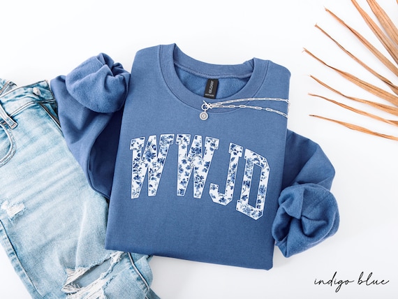 WWJD Sweatshirt For Women, Floral Christian Trendy Sweater,Bible Verse Faith Sweatshirt,Christian Crewneck Sweatshirt Religious Gift for Her