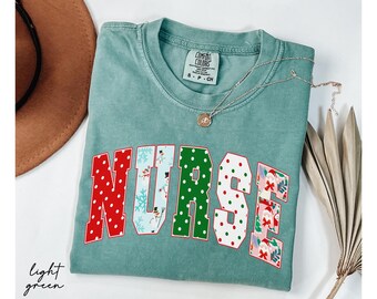 Comfort Colors® Christmas Nurse Shirt, Nurse Holiday Sweatshirt, School Nurse Sweater, RN Crewneck, Medical Staff Gift, Nursing Student Gift