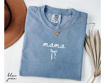 Comfort Colors® Mama Shirt, Coquette Mom T-Shirt, Mothers Day Gift For Mom, New Mom Shirt, Cute Pregnancy Announcement Tee, Mom Life Tee