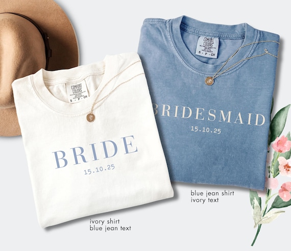 Custom Bride Bridesmaid Shirt, Personalized Bridesmaid Shirt, Bridal Party Gift, Wedding Day Getting Ready, Group Matching Tee, Team Bride