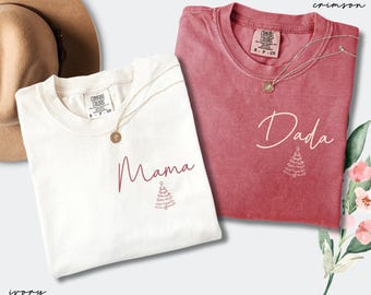 Comfort Colors® Mama Dada Christmas Shirt, Custom Matching Mom Dad Tee, New Parent Gift, Holiday Pregnancy Reveal, Family Xmas Shirt 2026