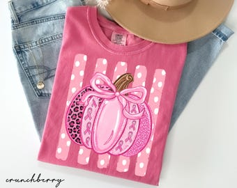 Comfort Colors® Breast Cancer Pink Pumpkin Shirt, Pink Ribbon Cancer Awareness Tee, In October We Wear Pink, Cancer Survivor Support Gift