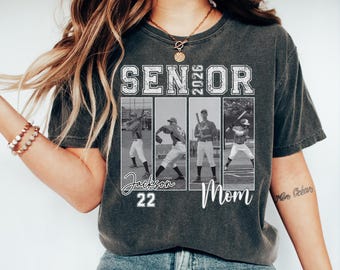 Personalized Senior Baseball Mom Shirt 2026, Custom Photo Baseball Mom Tee, Baseball Player Name And Number Shirt, Baseball Family Gifts